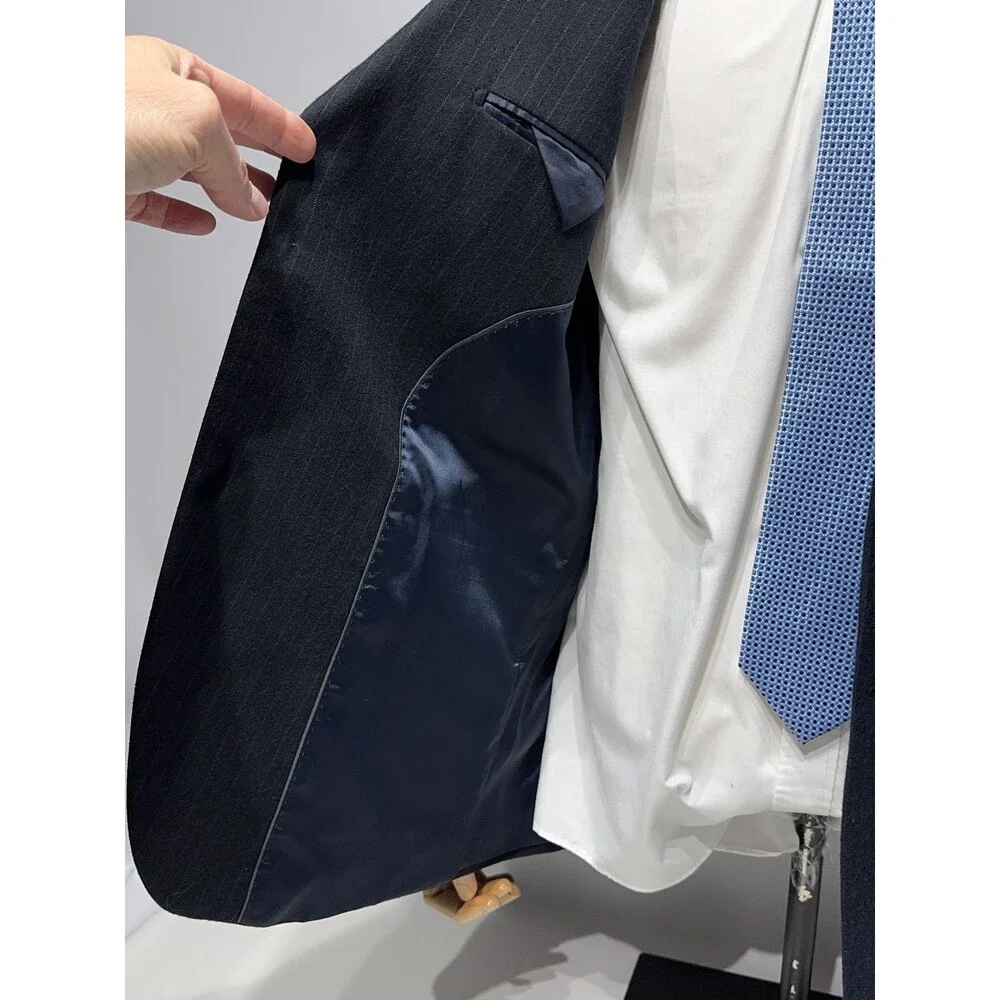 Banana Republic Navy Blue Pinstripe Blazer Tailored Slim Fit Men's Size 44R
